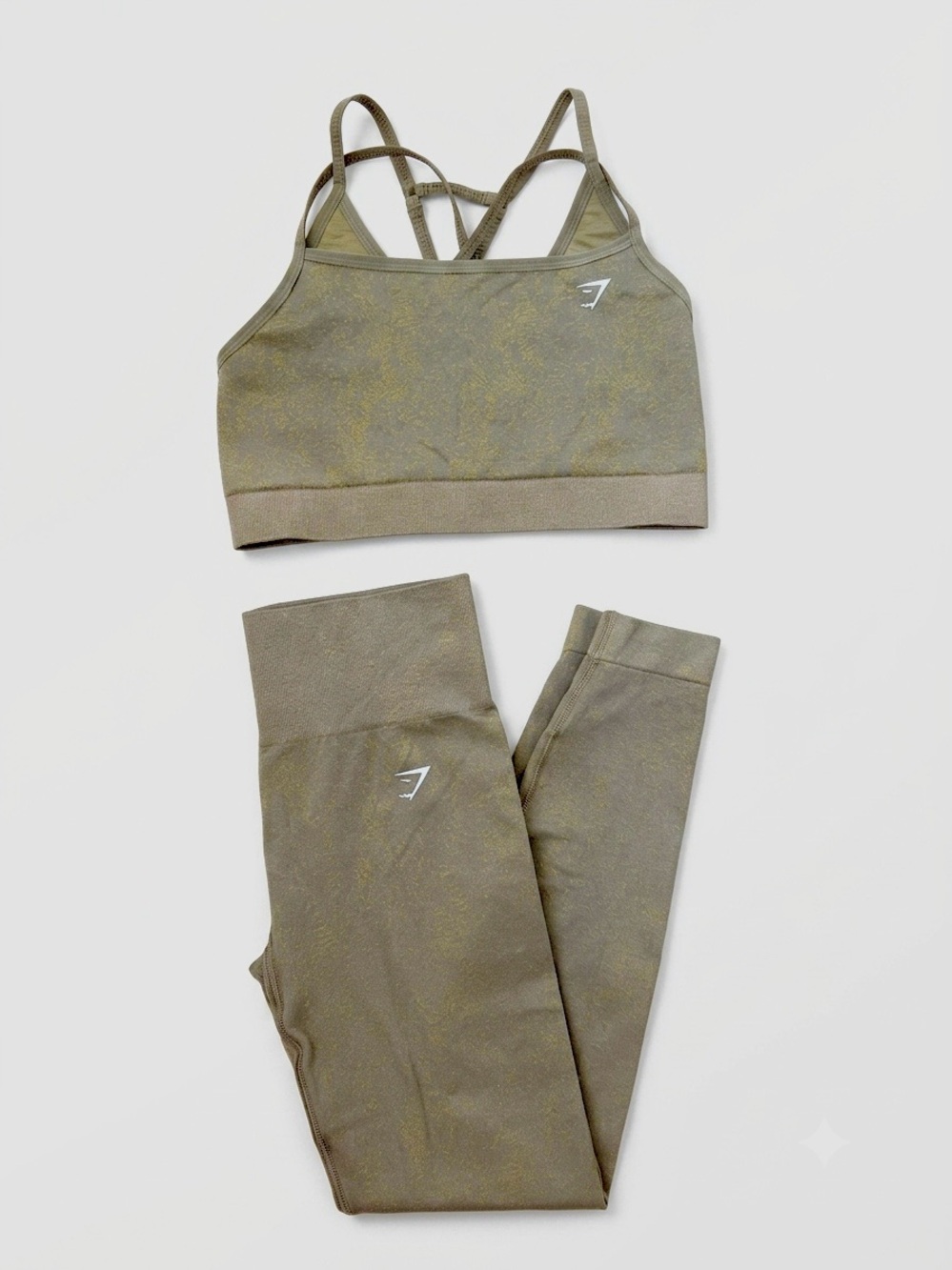 Gymshark Adapt Fleck Seamless Set Sports Bra & Leggings Khaki Brown M/L